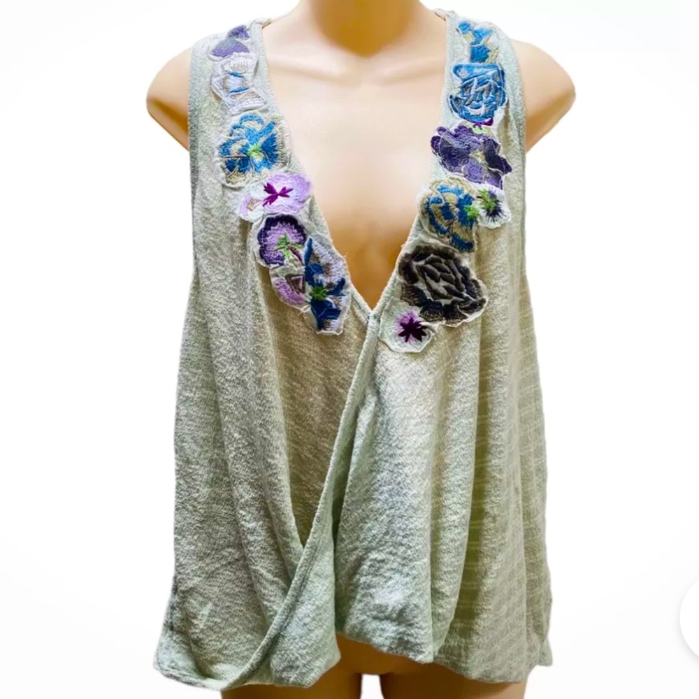NWT Free People Mint Floral Tank